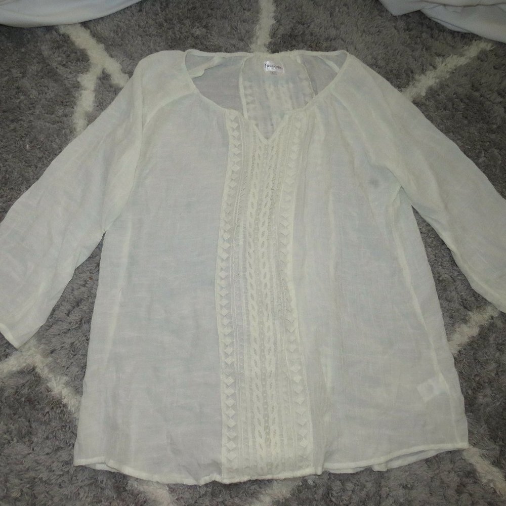 High Fifth Ivory Boho Top  Size Large